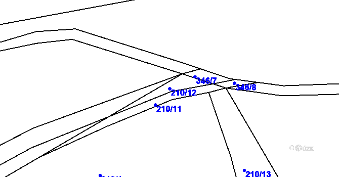Parcela st. 210/12 v KÚ Hnidousy, Katastrální mapa