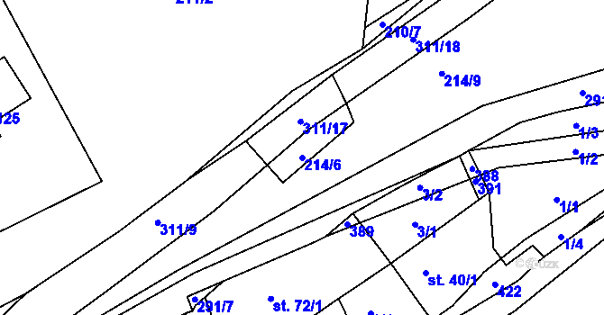 Parcela st. 214/6 v KÚ Hnidousy, Katastrální mapa