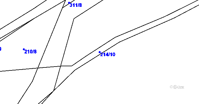 Parcela st. 214/10 v KÚ Hnidousy, Katastrální mapa