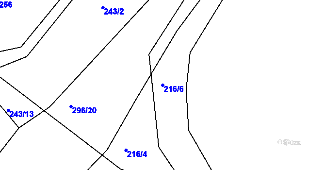 Parcela st. 216/6 v KÚ Hnidousy, Katastrální mapa