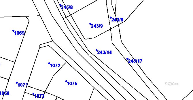 Parcela st. 243/14 v KÚ Hnidousy, Katastrální mapa