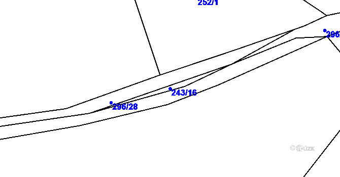 Parcela st. 243/16 v KÚ Hnidousy, Katastrální mapa