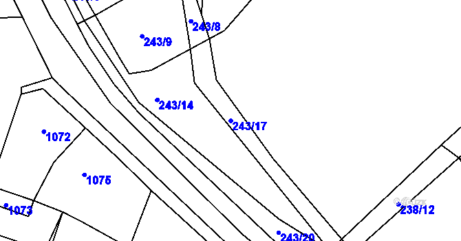 Parcela st. 243/17 v KÚ Hnidousy, Katastrální mapa