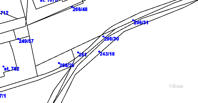 Parcela st. 243/18 v KÚ Hnidousy, Katastrální mapa