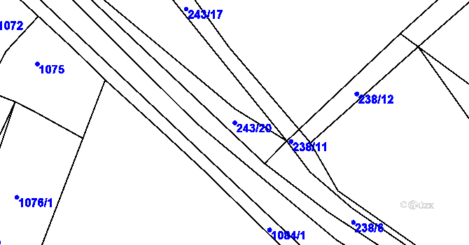 Parcela st. 243/20 v KÚ Hnidousy, Katastrální mapa