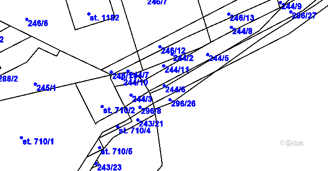 Parcela st. 244/6 v KÚ Hnidousy, Katastrální mapa