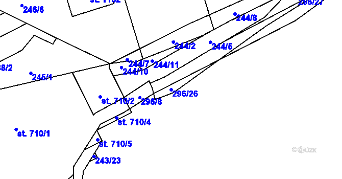 Parcela st. 296/26 v KÚ Hnidousy, Katastrální mapa