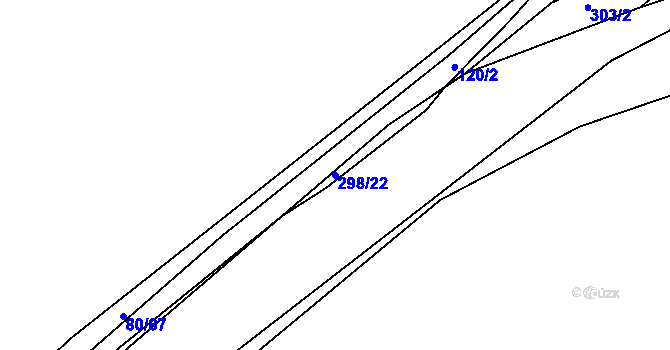Parcela st. 298/22 v KÚ Hnidousy, Katastrální mapa