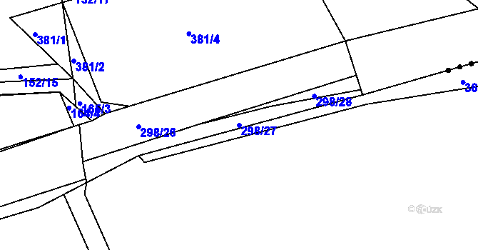 Parcela st. 298/27 v KÚ Hnidousy, Katastrální mapa