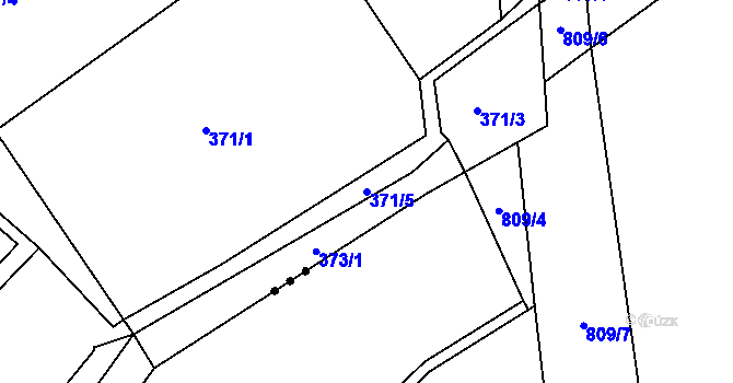 Parcela st. 371/5 v KÚ Hnidousy, Katastrální mapa