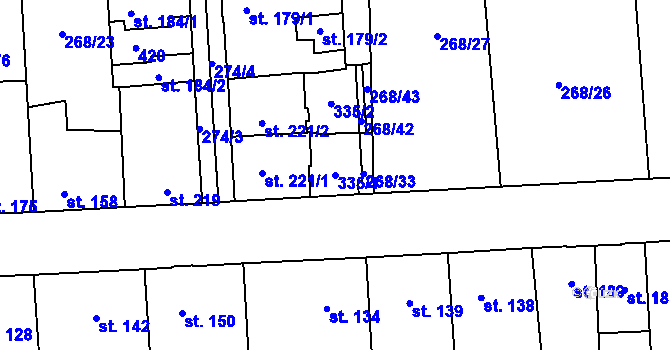 Parcela st. 335/1 v KÚ Hnidousy, Katastrální mapa