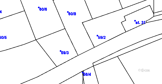 Parcela st. 59/4 v KÚ Hnidousy, Katastrální mapa