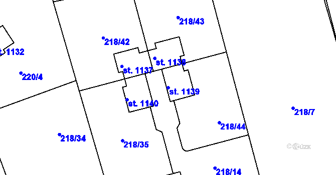 Parcela st. 1139 v KÚ Hnidousy, Katastrální mapa