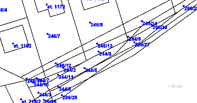 Parcela st. 244/8 v KÚ Hnidousy, Katastrální mapa