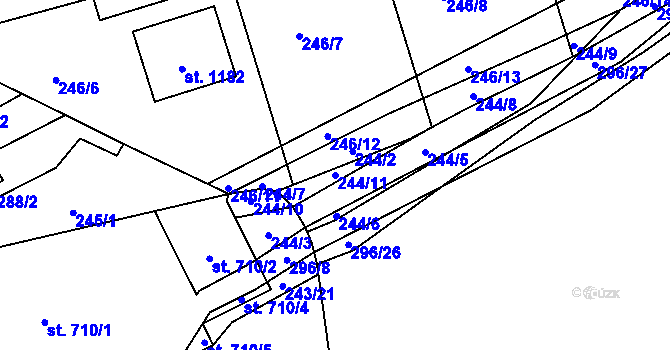 Parcela st. 244/11 v KÚ Hnidousy, Katastrální mapa