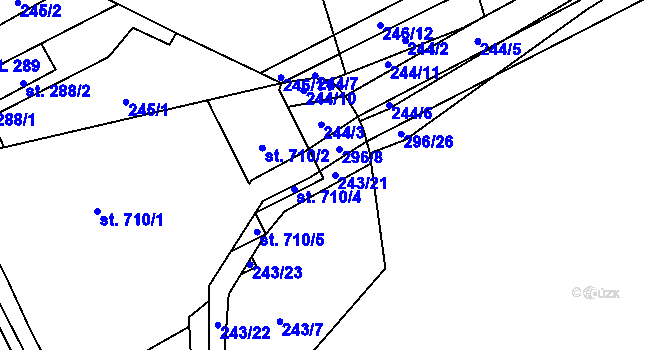 Parcela st. 243/21 v KÚ Hnidousy, Katastrální mapa