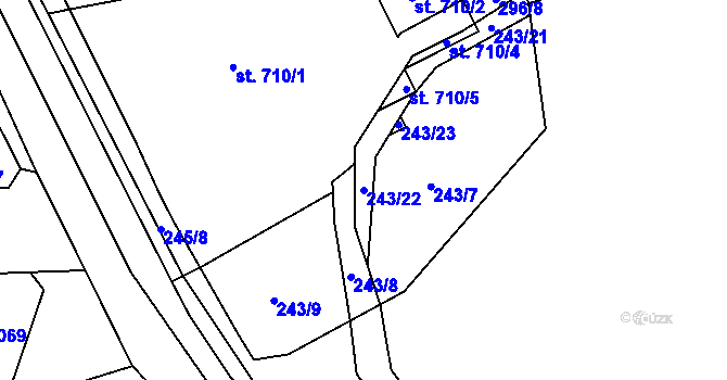 Parcela st. 243/22 v KÚ Hnidousy, Katastrální mapa