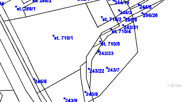 Parcela st. 243/23 v KÚ Hnidousy, Katastrální mapa