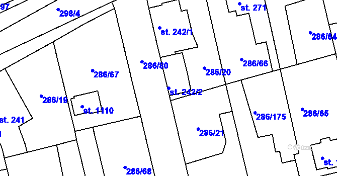 Parcela st. 242/2 v KÚ Hnidousy, Katastrální mapa