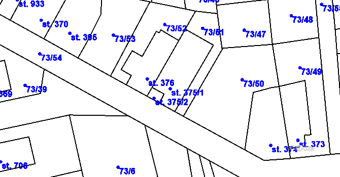 Parcela st. 375/1 v KÚ Hnidousy, Katastrální mapa