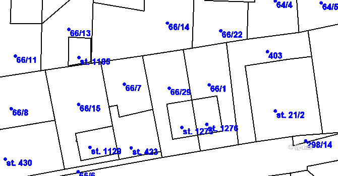 Parcela st. 66/29 v KÚ Hnidousy, Katastrální mapa