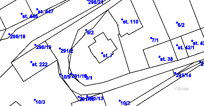 Parcela st. 7 v KÚ Hnidousy, Katastrální mapa