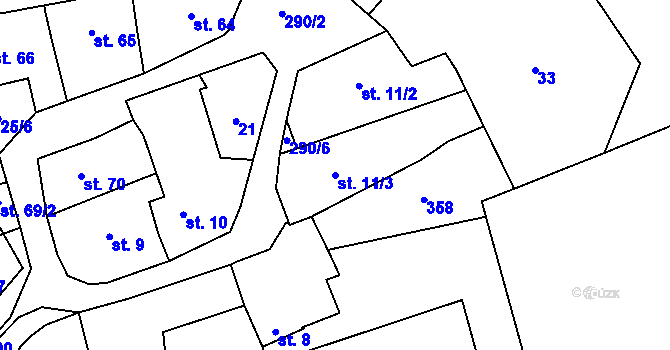 Parcela st. 11/3 v KÚ Hnidousy, Katastrální mapa