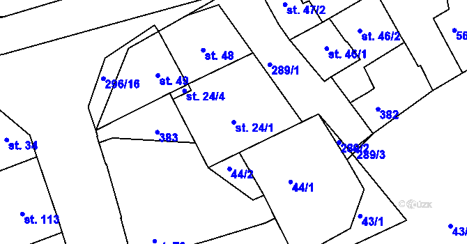Parcela st. 24/1 v KÚ Hnidousy, Katastrální mapa