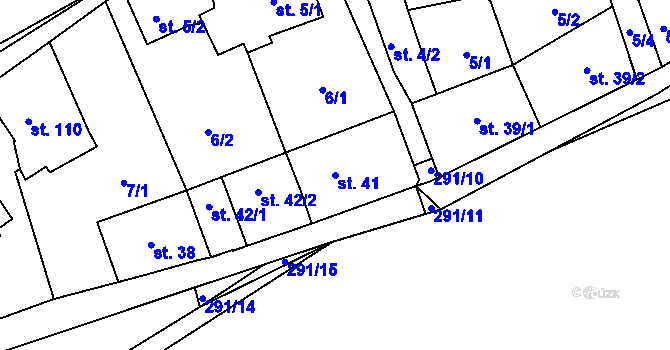 Parcela st. 41 v KÚ Hnidousy, Katastrální mapa