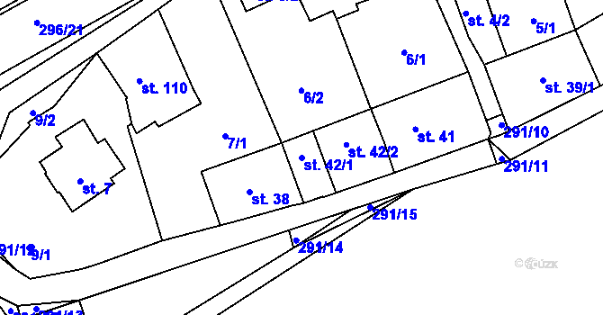 Parcela st. 42/1 v KÚ Hnidousy, Katastrální mapa