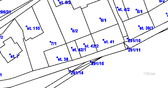 Parcela st. 42/2 v KÚ Hnidousy, Katastrální mapa