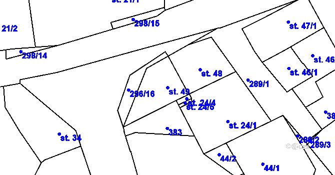 Parcela st. 49 v KÚ Hnidousy, Katastrální mapa