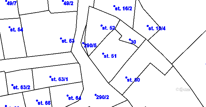 Parcela st. 51 v KÚ Hnidousy, Katastrální mapa