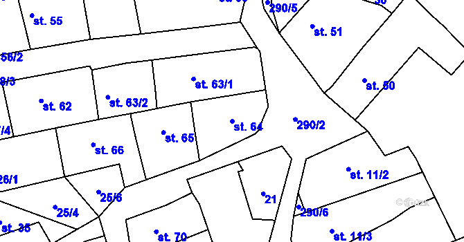 Parcela st. 64 v KÚ Hnidousy, Katastrální mapa