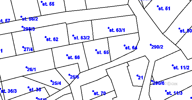 Parcela st. 65 v KÚ Hnidousy, Katastrální mapa