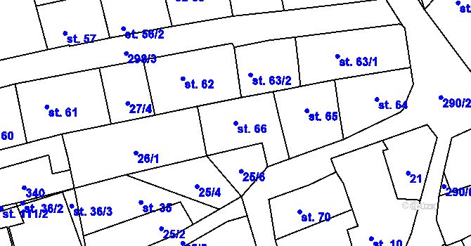 Parcela st. 66 v KÚ Hnidousy, Katastrální mapa