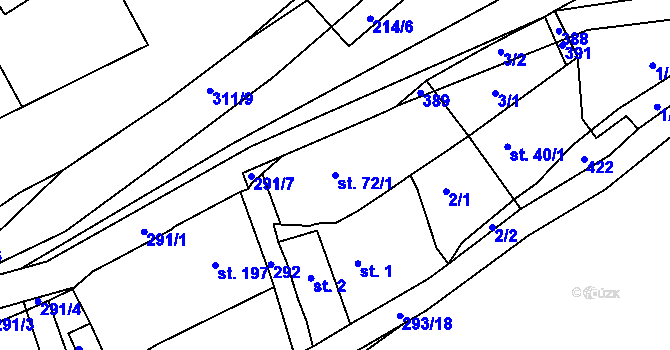 Parcela st. 72/1 v KÚ Hnidousy, Katastrální mapa