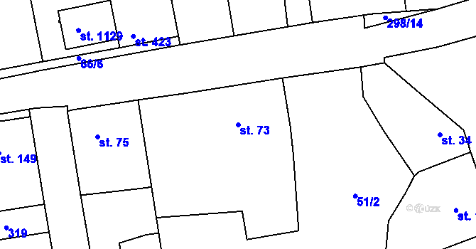 Parcela st. 73 v KÚ Hnidousy, Katastrální mapa