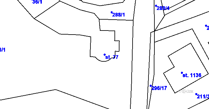 Parcela st. 77 v KÚ Hnidousy, Katastrální mapa