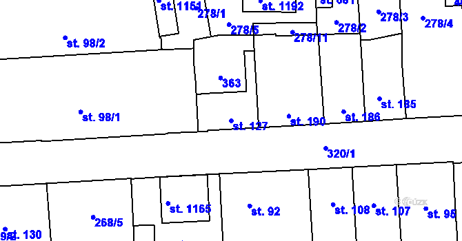 Parcela st. 127 v KÚ Hnidousy, Katastrální mapa