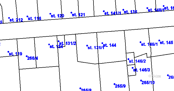 Parcela st. 131/1 v KÚ Hnidousy, Katastrální mapa