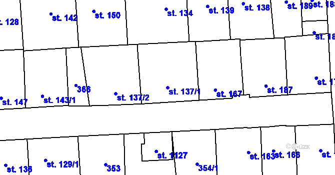 Parcela st. 137/1 v KÚ Hnidousy, Katastrální mapa