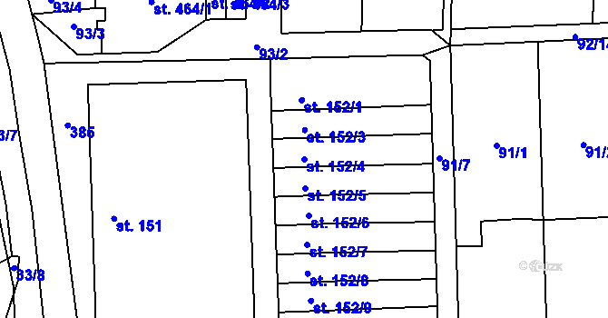 Parcela st. 152/4 v KÚ Hnidousy, Katastrální mapa