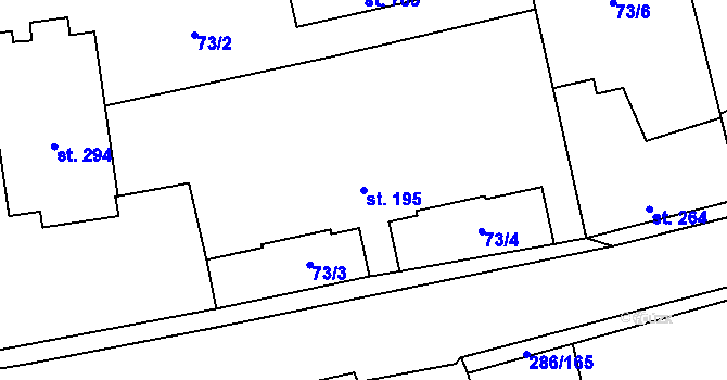 Parcela st. 195 v KÚ Hnidousy, Katastrální mapa