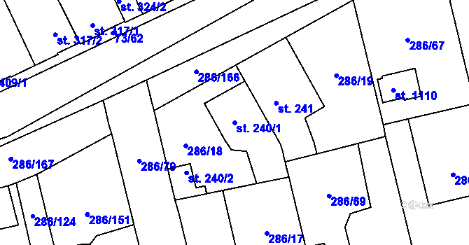 Parcela st. 240/1 v KÚ Hnidousy, Katastrální mapa
