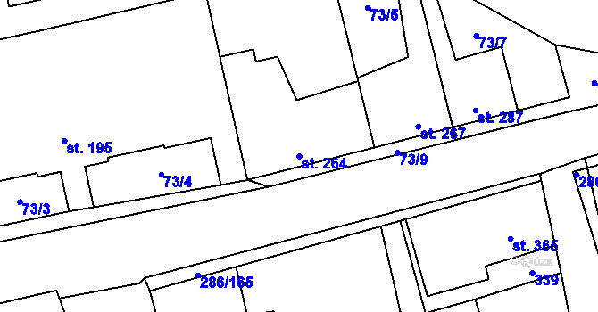 Parcela st. 264 v KÚ Hnidousy, Katastrální mapa