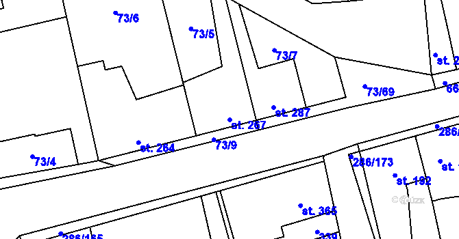 Parcela st. 267 v KÚ Hnidousy, Katastrální mapa