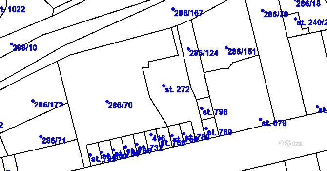 Parcela st. 272 v KÚ Hnidousy, Katastrální mapa