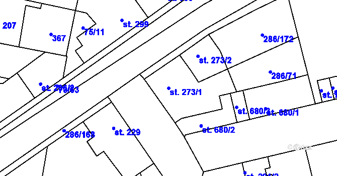 Parcela st. 273/1 v KÚ Hnidousy, Katastrální mapa