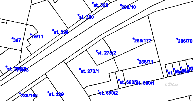 Parcela st. 273/2 v KÚ Hnidousy, Katastrální mapa